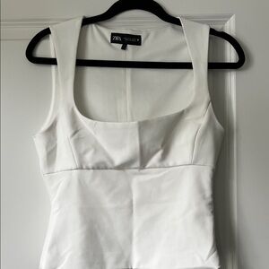 Zara White Square Neck Tank Top